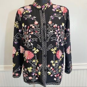 Boston Proper Blazer Black heavily embroidered Sm